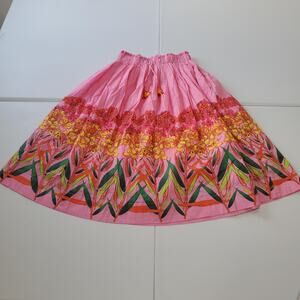 Roopa Pemmaraju Skirt Womens Small Floral Print Boho India Drawstring Pockets